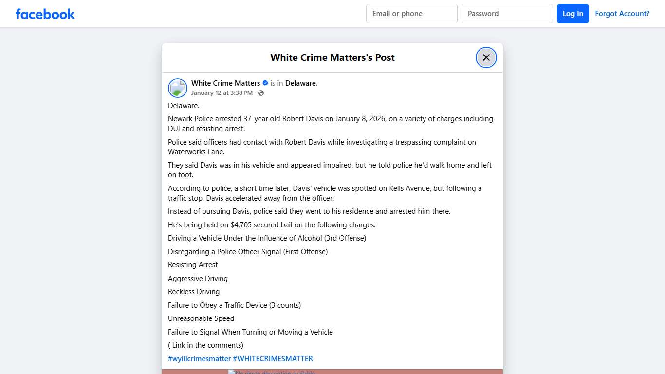 Delaware. Newark Police arrested... - White Crime Matters Facebook