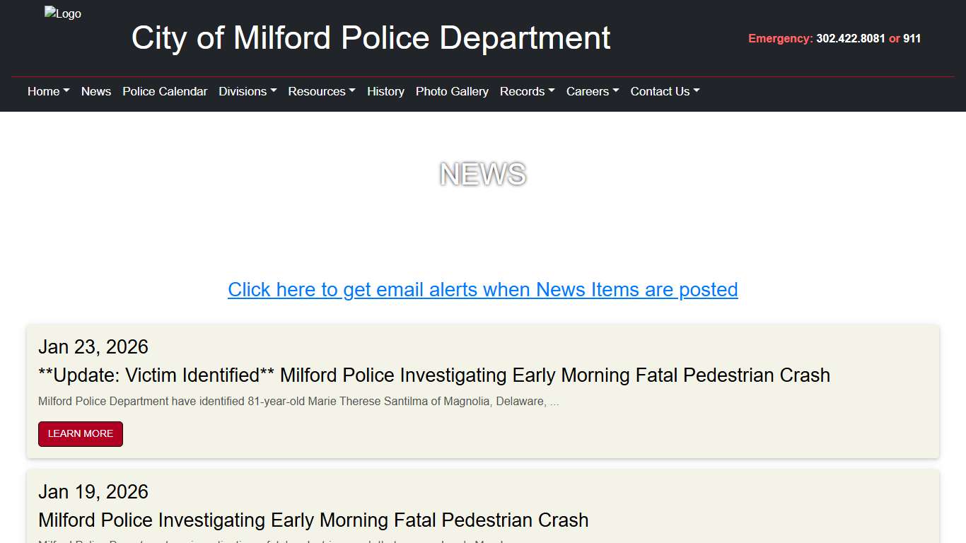 News Milford Police DE