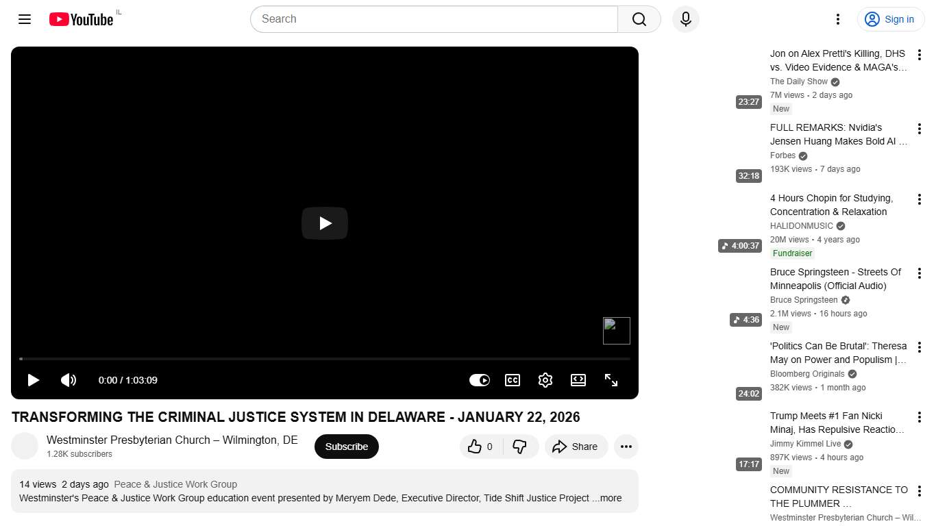 TRANSFORMING THE CRIMINAL JUSTICE SYSTEM IN DELAWARE - JANUARY 22, 2026 - YouTube